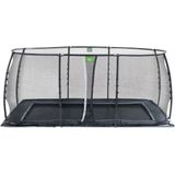 EXIT Dynamic groundlevel trampoline rechthoek 305x519cm met veiligheidsnet- zwart