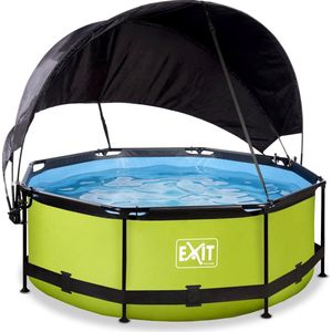 EXIT Lime zwembad ø244x76cm met filterpomp en schaduwdoek - groen