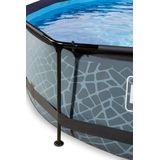 EXIT Stone zwembad ø¸300x76cm met schaduwdoek en filterpomp - grijs