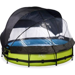 EXIT Lime zwembad ø360x76cm met filterpomp en overkapping en schaduwdoek - groen