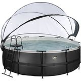 EXIT Black Leather Optic Pool ø427x122cm mit Abdeckung und Sandfilterpumpe - schwarz