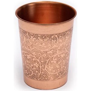 Koperen drinkbeker / beker - Chique Bloempatroon (handmade)