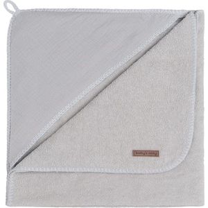 Baby's Only Baby badcape - Omslagdoek - Handdoek met capuchon Breeze - Grijs - 75x85 cm - 100% katoen - Badstof