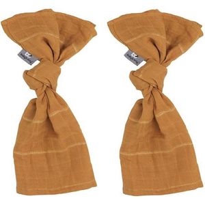 Baby's Only Baby swaddle - Inbakerdoek - Hydrofiele doeken Sparkling - Oker - 65x65 cm - 100% katoen - Met subtiel glittertje - 2 stuks
