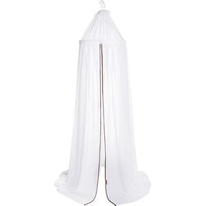 Baby's Only Klamboe baby & kinderkamer - baby hemeltje - Wit met gebreide bies in Brique - 200 cm - Met lusjes voor decoratie accessoires