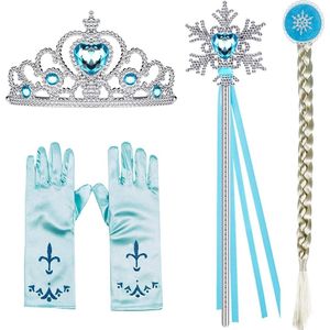 Het Betere Merk kroon voor bij de prinsessenjurk meisje - Elsa haarvlecht - toverstaf - prinsessen accessoireset