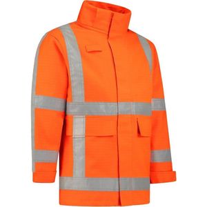 Dapro Safety Blaze Multinorm Regenjas - Maat M - Hi-Vis Oranje - Vlamvertragend , antistatisch , Lasnorm , vlamboog en chemicaliën resistent - Doorwerkjas