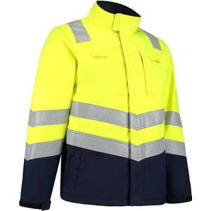 Dapro Spectre Multinorm Softshell Jas - Maat 2XL - Marineblauw/Hi-Vis Geel - Vlamvertragend , antistatisch , vlamboog en chemicaliën resistent