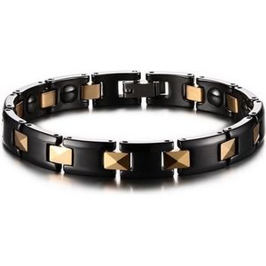 Mendes - Magnetische Armband - Zwart met Goud - Gecoat Keramiek - 19cm