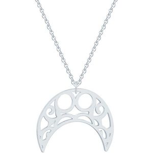 Hippe dames ketting Staal Maan Hanger Zilverkleurig