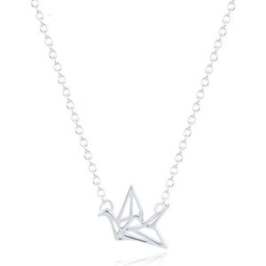 LGT Jewels Dames ketting Origami Crane hanger Zilverkleurig