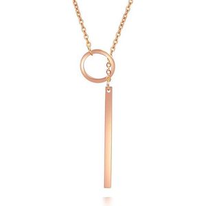 Hippe - Staaf Ketting - Rosekleurig - Edelstaal - Jasseron Schakel