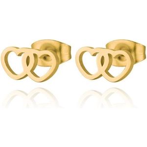 Cilla Jewels - Oorknopjes - Verguld Edelstaal - Dubbel Hartje