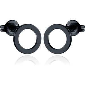Cilla Jewels oorstekers Edelstaal Open Circle Zwart