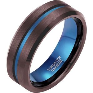 Heren ring Wolfraam Bruin Blauw 8mm-17mm