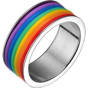 Regenboog heren ring edelstaal Rubber 9mm-19mm