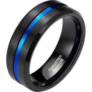 Wolfraam heren ring Zwart met Blauw 8mm-22mm
