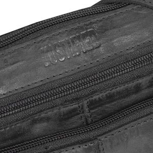 Justified Bags® Roma Top Zip Leder Zwarte Schoudertas