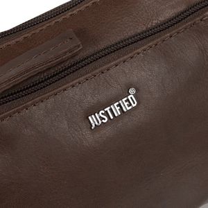 Justified Bags® Nynke Small Front Pocket Leren Schoudertas Bruin