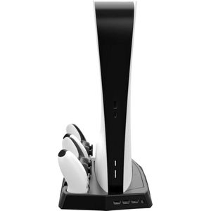4-in-1 laadstation voor de PlayStation 5 DE/UHD editie - koelventilatoren - voor 2x DualSense PS5 controllers