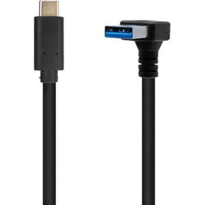 USB-C naar USB-A haaks (beneden) kabel - USB3.0 - tot 0,9A / zwart - 0,20 meter