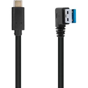 USB-C naar USB-A haaks (rechts) kabel - USB3.0 - tot 0,9A / zwart - 0,20 meter