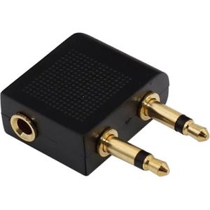 3,5mm Jack stereo audio vliegtuigadapter - haaks - verguld / zwart