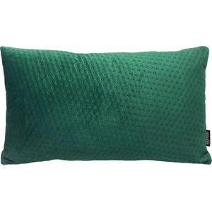 Dark Green Velvet Button Long Kussenhoes | Fluweel / Velours | Groen | 30 x 50 cm