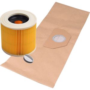 Geschikt voor KARCHER. 10 stuks. stofzuigerzakken en Luchtafvoerfilter voor WD3300, WD3800, A2200-2254Me, A2500-3100, SE4001, SE4002, Papier. COVAKO Merk