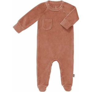 Fresk pyjama velours met voet Ash rose