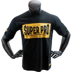 Super Pro T-Shirt met logo - Katoen - Zwart met goud - 140