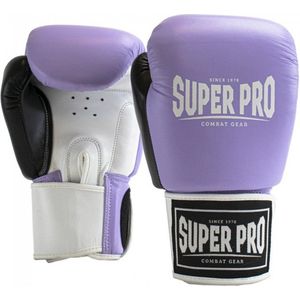 Super Pro Lederen (thai)bokshandschoenen Enforcer Lila/Zwart/Wit 8oz
