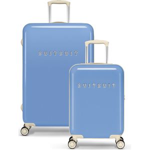 SUITSUIT Fabulous Fifties - Kofferset 2 delig - Handbagage 55cm - Ruimbagage koffer 76cm - TSA Slot - Blauw Pastel