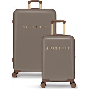 SUITSUIT Fab Seventies - Kofferset 2 delig - Handbagage 55cm - Ruimbagage koffer 76cm - TSA Slot - Beige