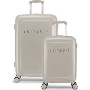 SUITSUIT Kofferset 2 delig - Reiskoffer groot - Handbagage koffer 55x35x20 - Kofferset - Veilig TSA Cijferslot - Reiskoffer set - Reiskoffer met wielen - Natura koffersets Bleached Sand - Beige