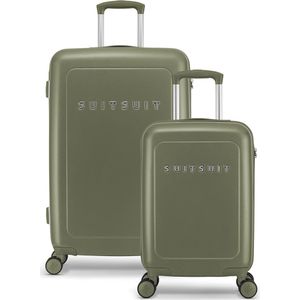 SUITSUIT Kofferset 2 delig - Reiskoffer groot - Handbagage koffer 55x35x20 - Kofferset - Veilig TSA Cijferslot - Reiskoffer set - Reiskoffer met wielen - Natura koffersets Dark Olive - Groen
