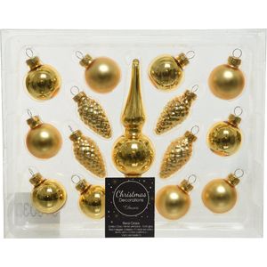 Christmas kerstboomdecoratie Pine goud D 3 cm 15-delig