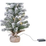 Everlands Kunstboom met Sneeuw en Licht - 90 cm - Mini Kerstboom met 50 LED Lampjes