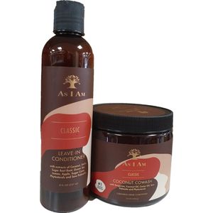 As I Am Leave-in Conditioner 8 Oz and Coconut Cowash Cleansing Conditioner 16 Ounce (Twin Pack)