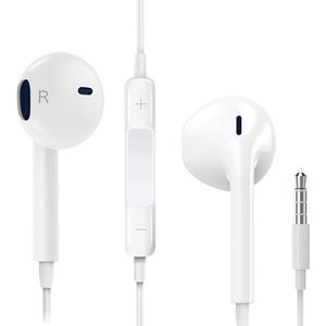 In-Ear Oordopjes met 3.5mm Jack - Oortjes met Draad en Microfoon voor Telefoon / Tablet / Laptop / Smartphone / GSM