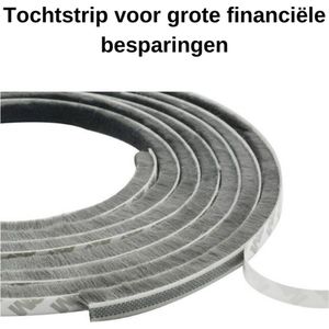 Tochtstrip 5 m x 9 mm x 23 mm Grijs Zelfklevend - Tochtband Deuren - Tochtborstel - Deurborstel Anti Tocht en Hitte