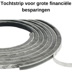 Tochtstrip 5 m x 9 mm x 5 mm Grijs Zelfklevend - Tochtband Deuren - Tochtborstel - Deurborstel Anti Tocht en Hitte