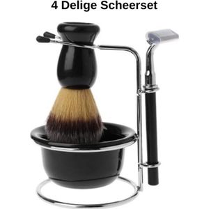 Sitna 4-delige Scheerset - Cadeau -  Scheerkwast met houder -  Scheerkom