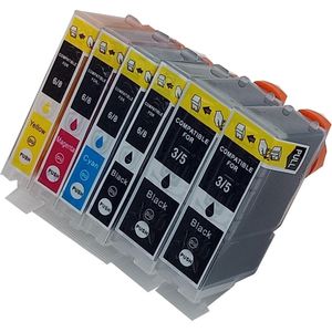 KATRIZ® huismerk inkt voor Canon 2X PGI5XLBK + 1X CLI8XLBK + 1X CLI8XL Cyaan + 1X CLI8XL Magenta + 1X CLI8XL Geel (6stuks)  - Met chip