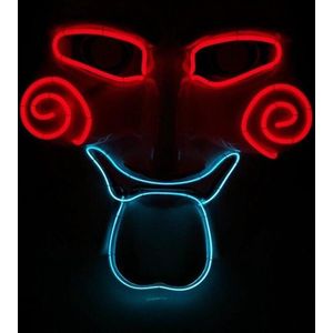 Jigsaw masker (lichtgevend el wire led roodblauw)