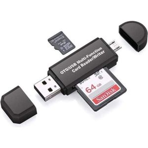 Jumalu 4 in 1- USB/OTG - Card Reader/Writer - Multifunctioneel - Micro USB - USB - SD - Micro SD kaart reader - Zwart