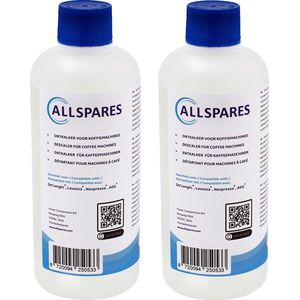 AllSpares Vloeibare Ontkalker (2x 500ml) Voor Koffiemachines Geschikt Voor Delonghi Original EcoDecalk DLSC500