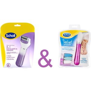 Scholl Elektrisch Velvet Smooth + Scholl Elektrisch Nagelvijl – Nagelbehandeling - Eeltverwijderaar - Scholl - Nagelverzorging – Huidverzorging – Nagelvijl – Voetverzorging – Eeltverwijderaar.