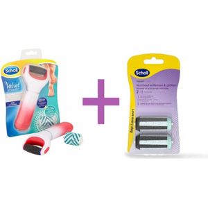 Scholl Velvet Smooth Elektronische pedi Diament Voetvijl + Scholl Velvet Smooth Verwisselbare Roller-Navulling - Extra Fijn-2 stuks-Eeltverwijderaar-Scholl-Verwijdert op een effectieve en gemakkelijke manier,eelt en harde huid voor zijdezachte voeten