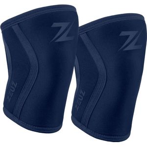 ZEUZ 2 Stuks Premium Knie Brace voor Fitness, CrossFit & Sporten – Knieband Braces – 7 mm - Marineblauw - Maat XL